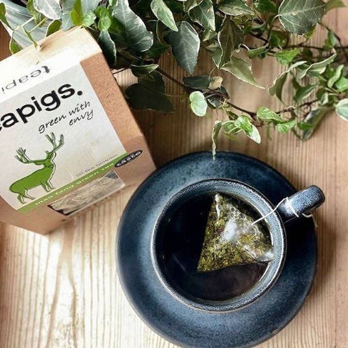 Teapigs tea bag and cup