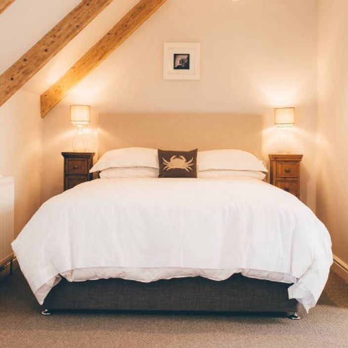 Egyptian cotton linens in a hotel room