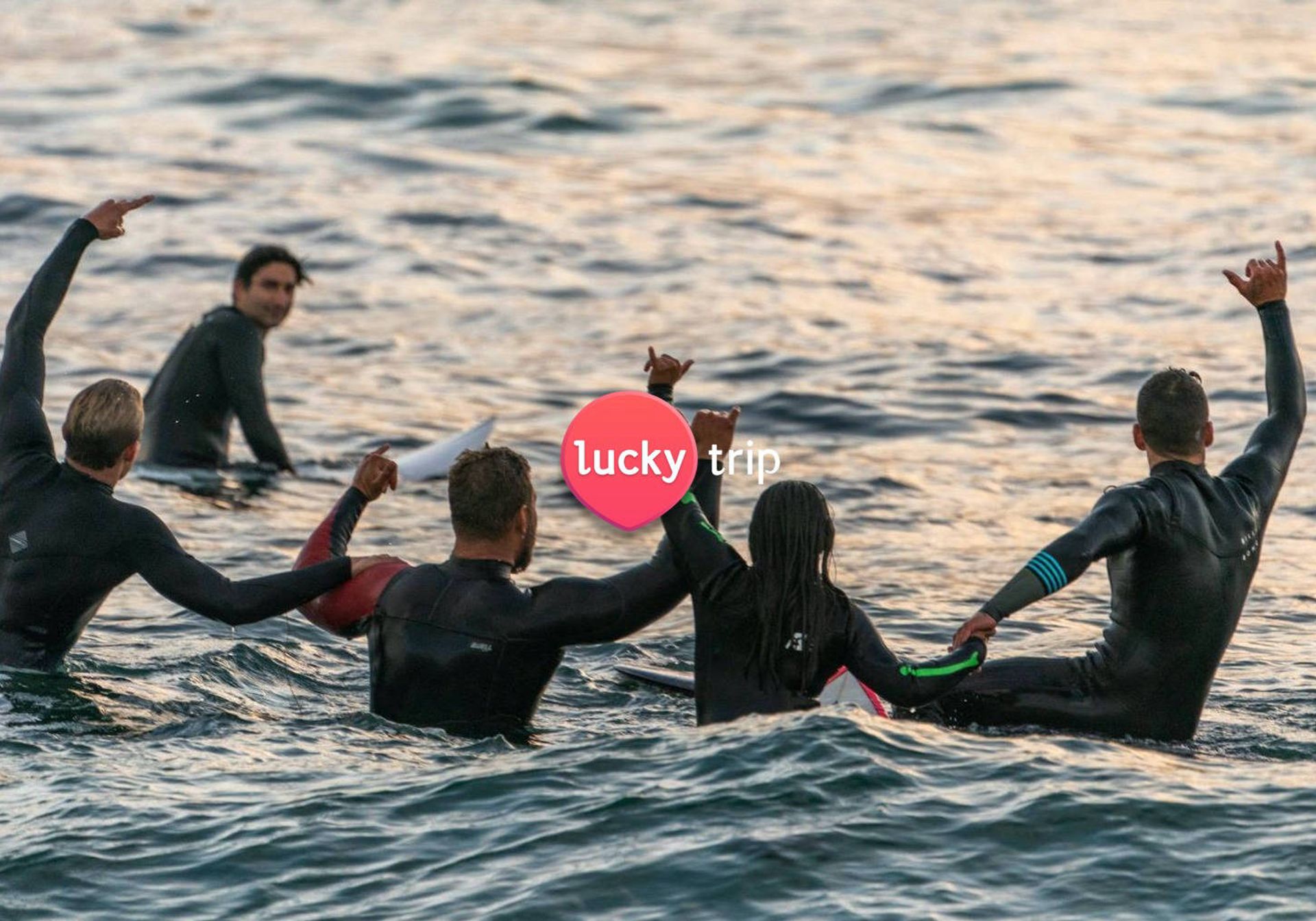 Surfing group in the water
