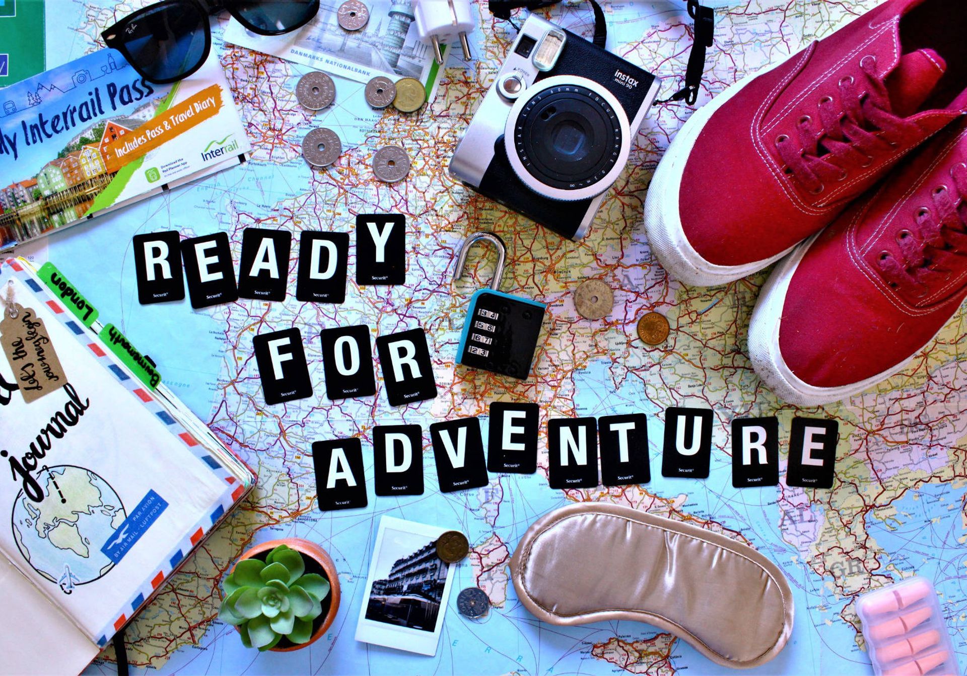 world map with text saying ready for adventure