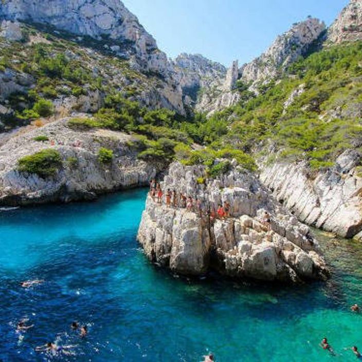View of a rock for swimming in Marseille’s Calanques