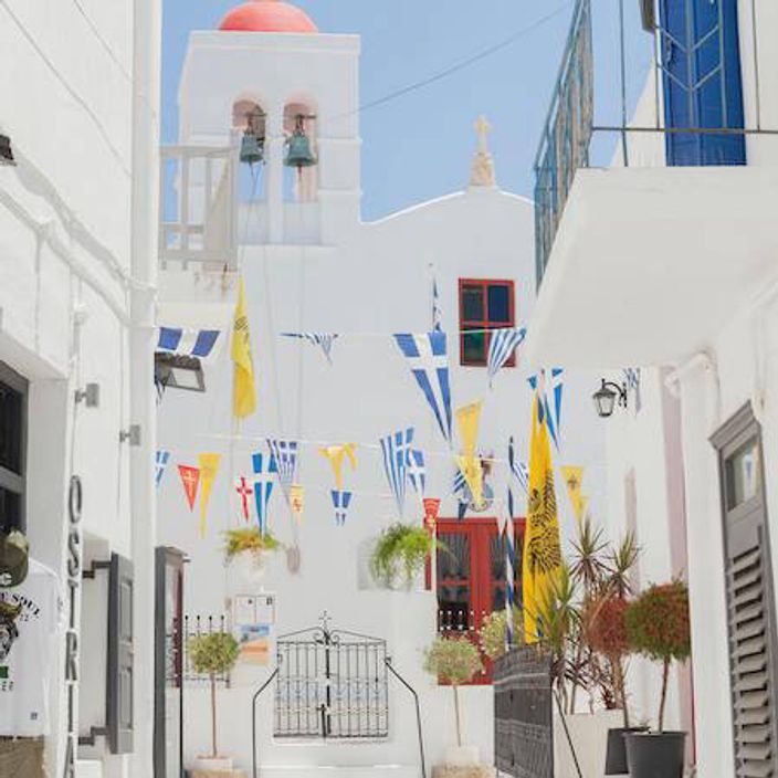 Street flags in Greece