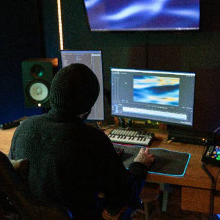 Guy producing in a studio