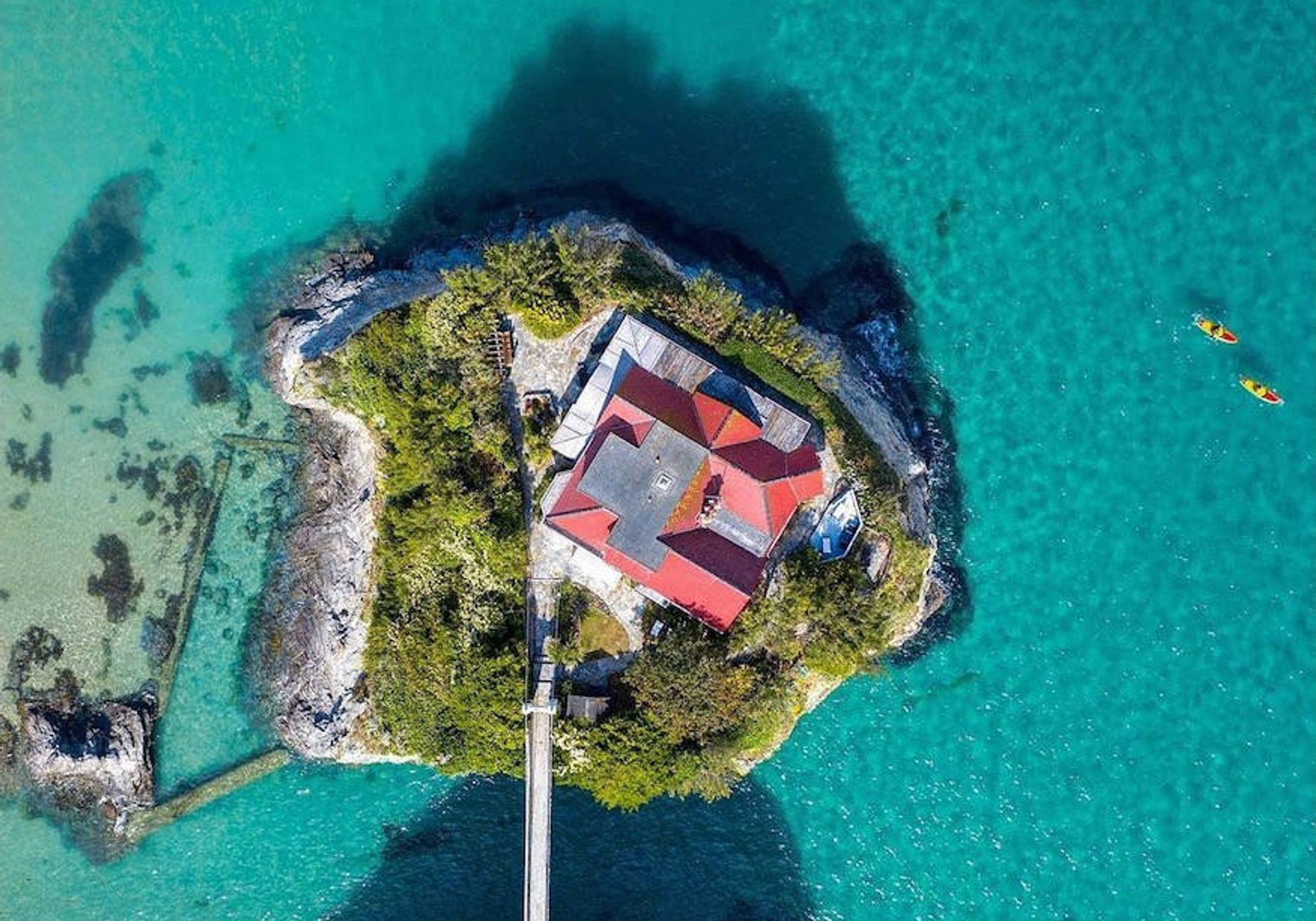 Overhead view of private villa