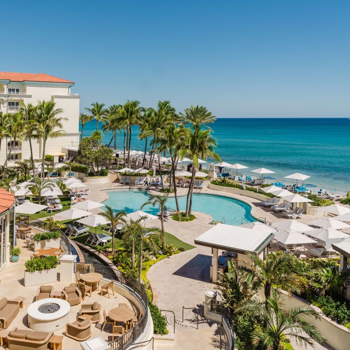 View of Eau Palm Beach Resort & Spa from the beach