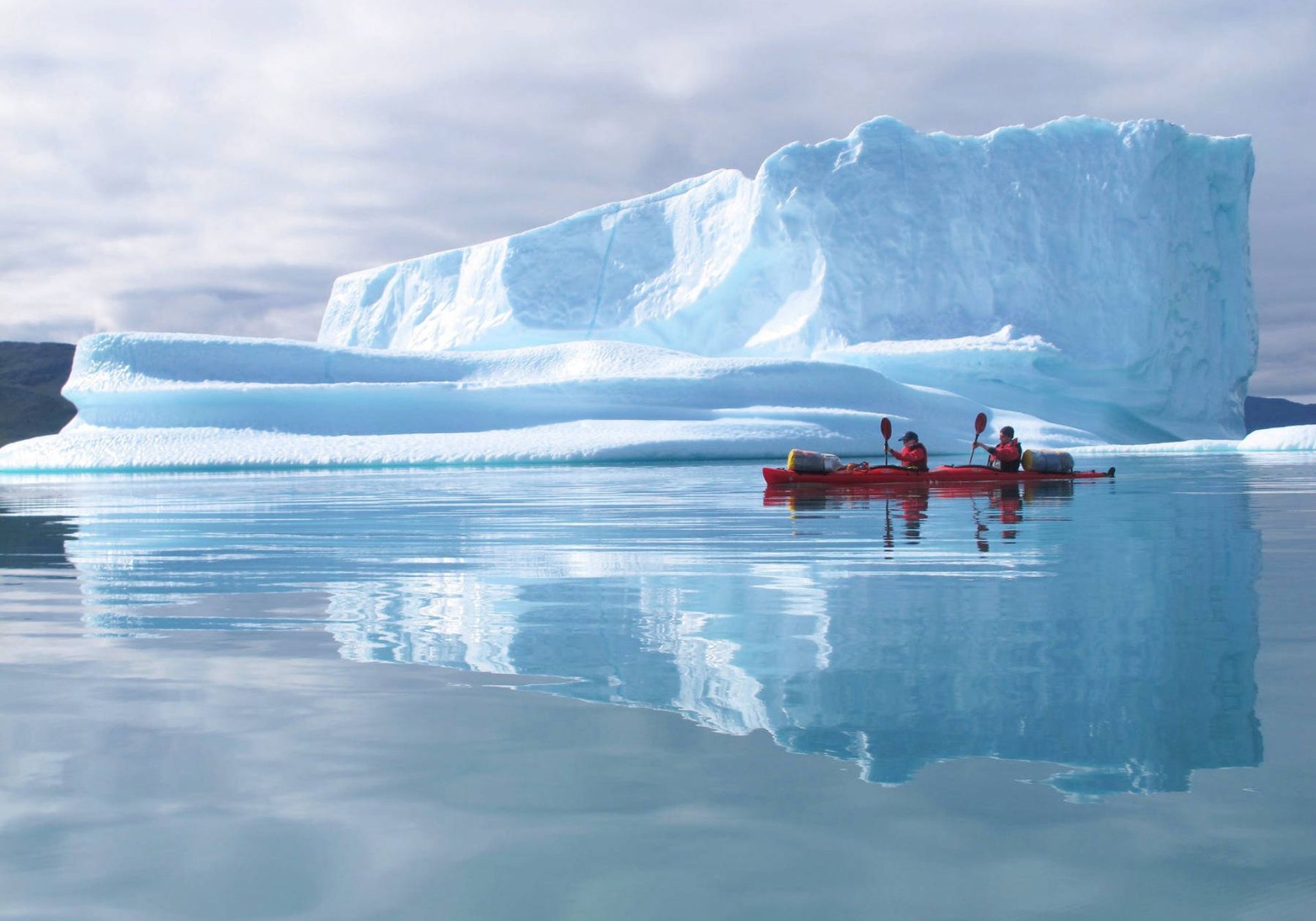 kayaking couple in greenland