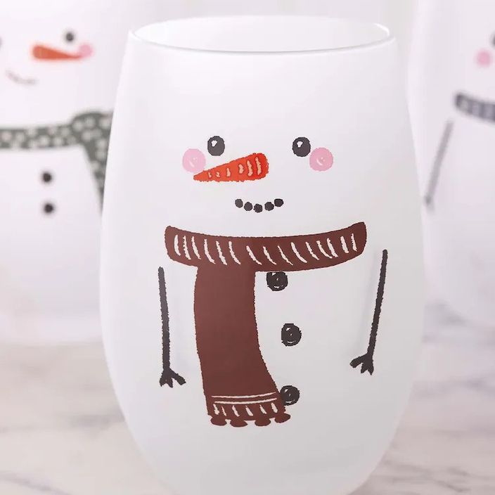 one snowman tumbler glass