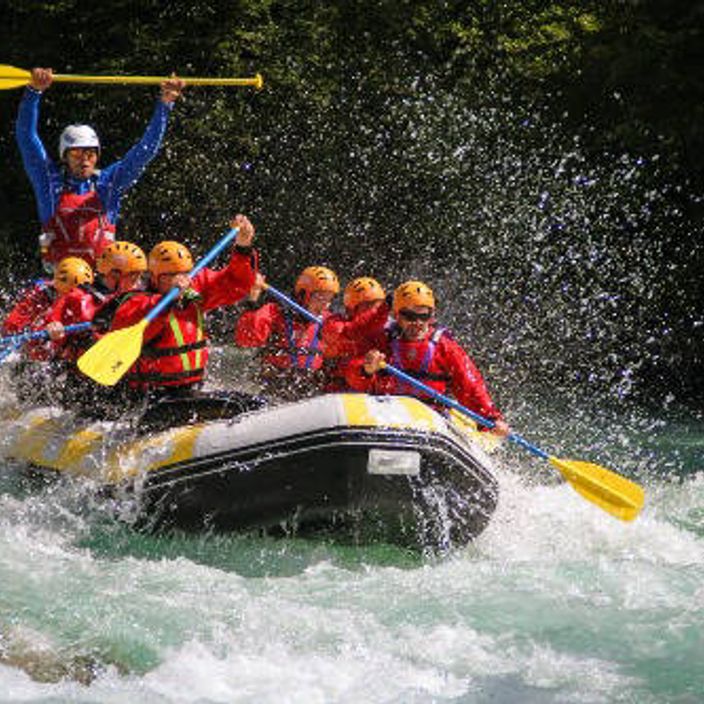people river rafting in slovenia