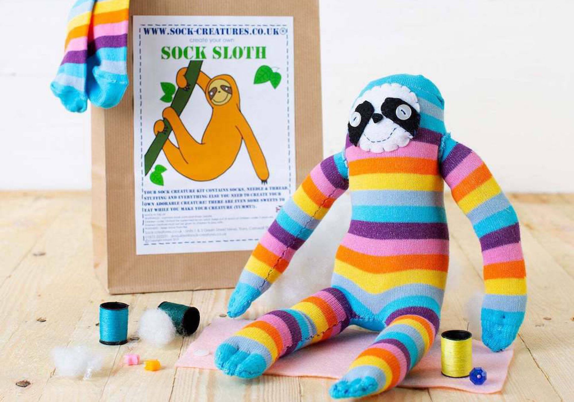 Sloth toy made out of a sock