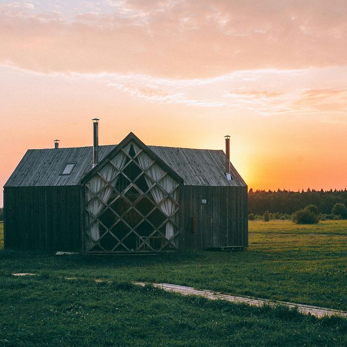 Treehouse cabin in countryside