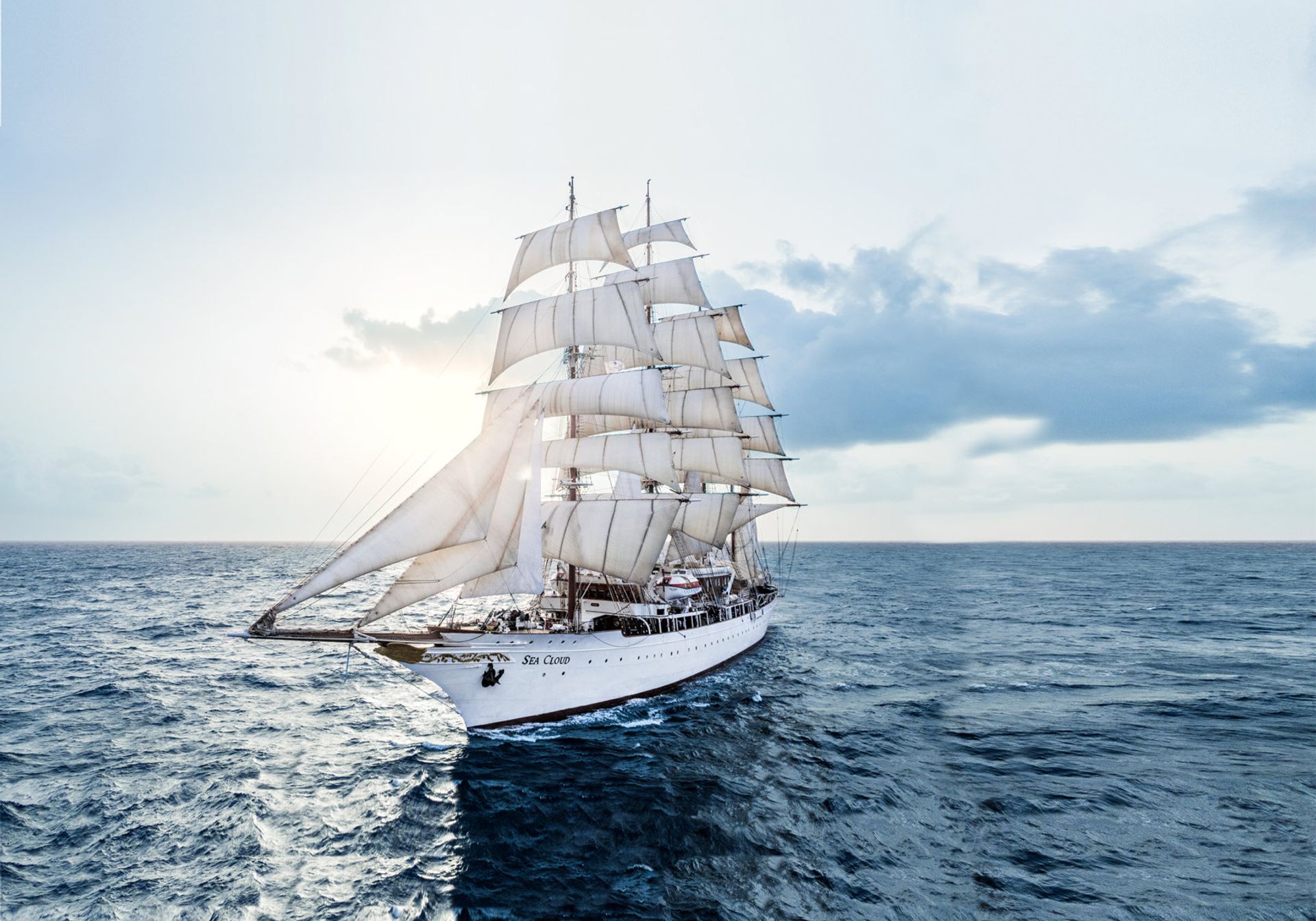 Sea cloud sail ship in the caribbean