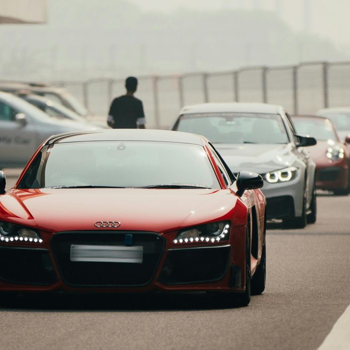 race cars on a track