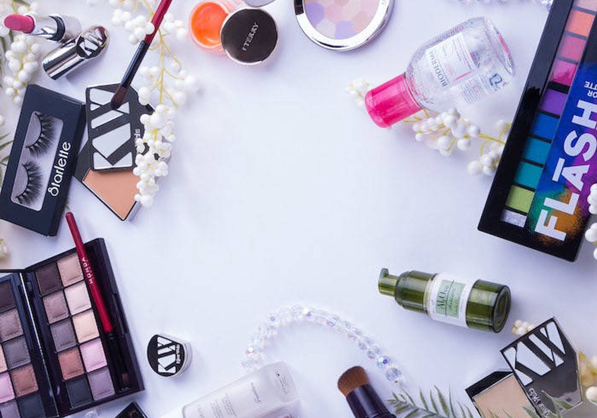 Flatlay of beauty products