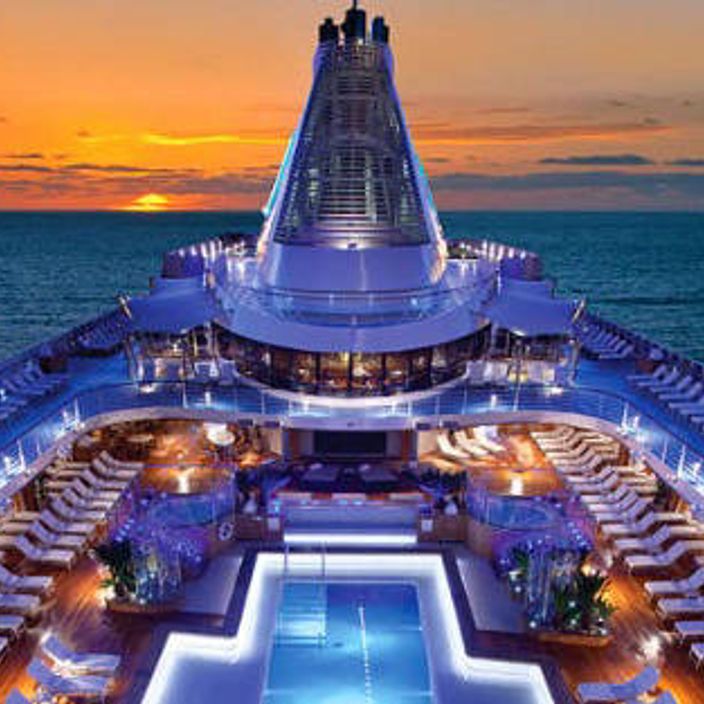 deck of a cruise in the night