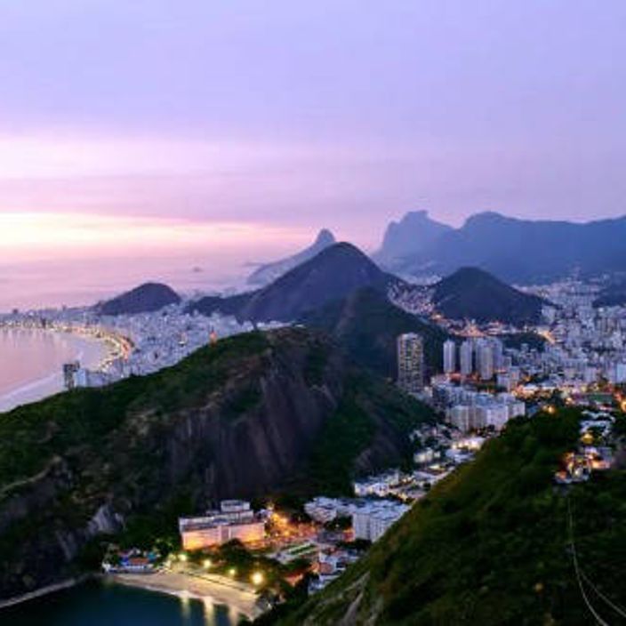 Panoramic view over Rio de Janeiro at sundown