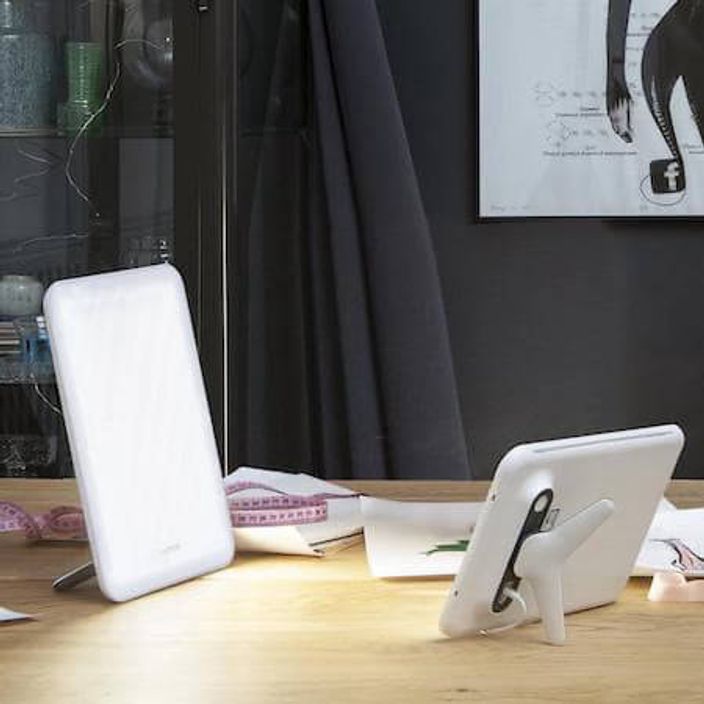 SAD light on an office desk