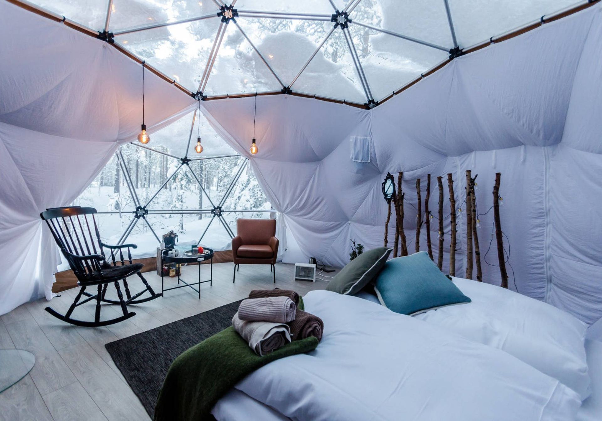 sky globe in norway in wintery setting