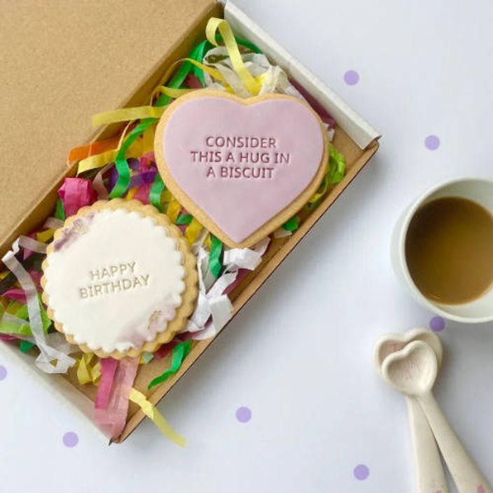 Decorated cookies in a box