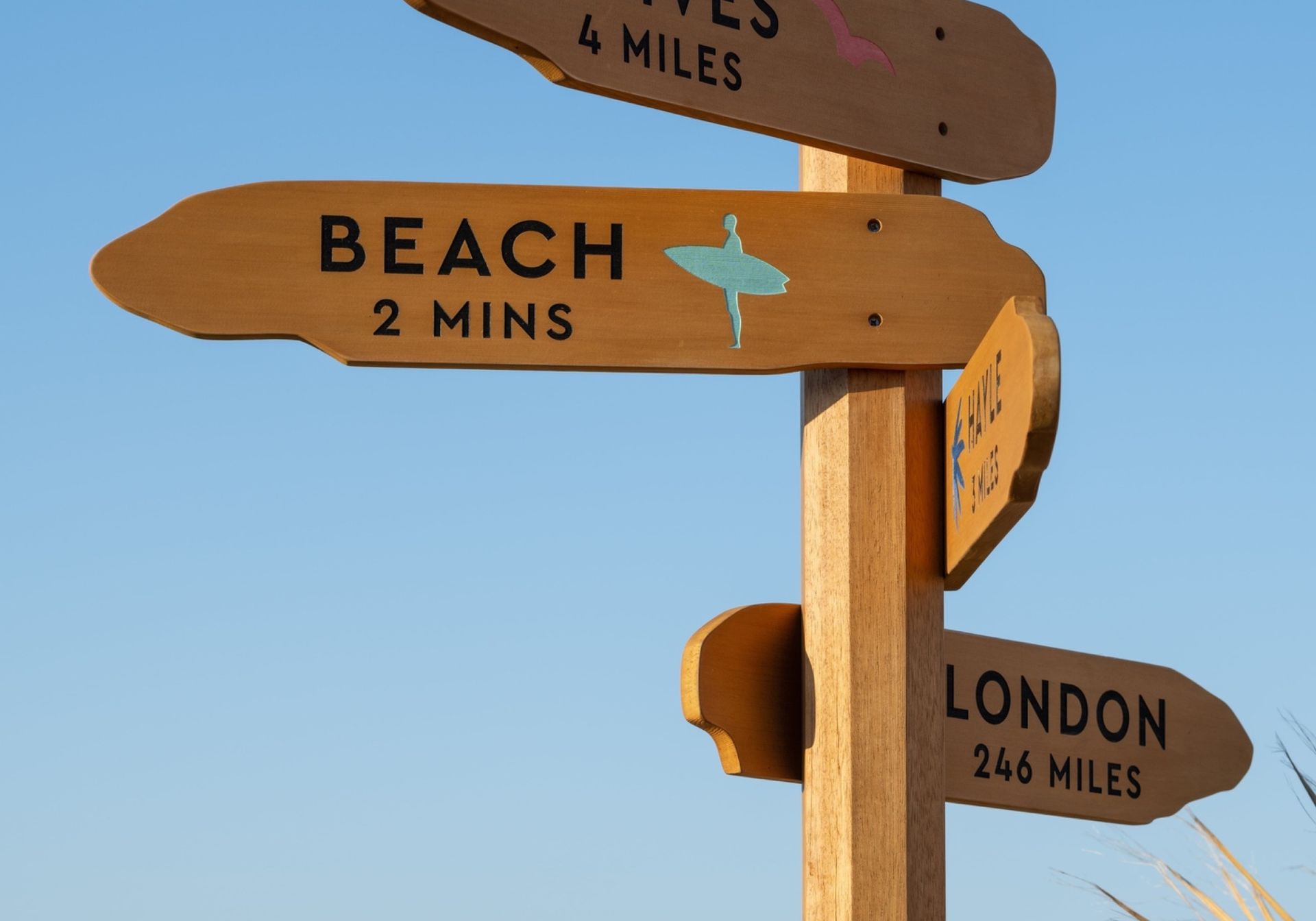 Beach sign St Ives in Cornwall