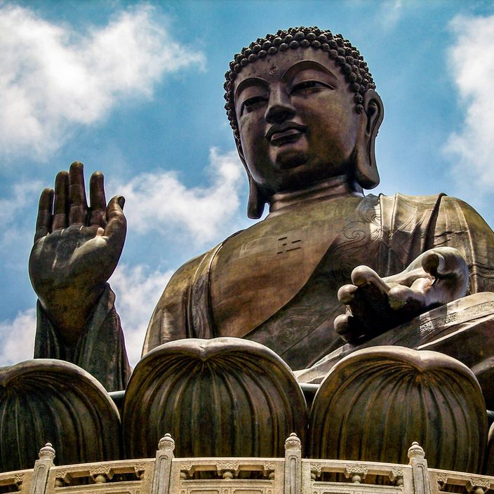 A large buddha statue on Lantau Island