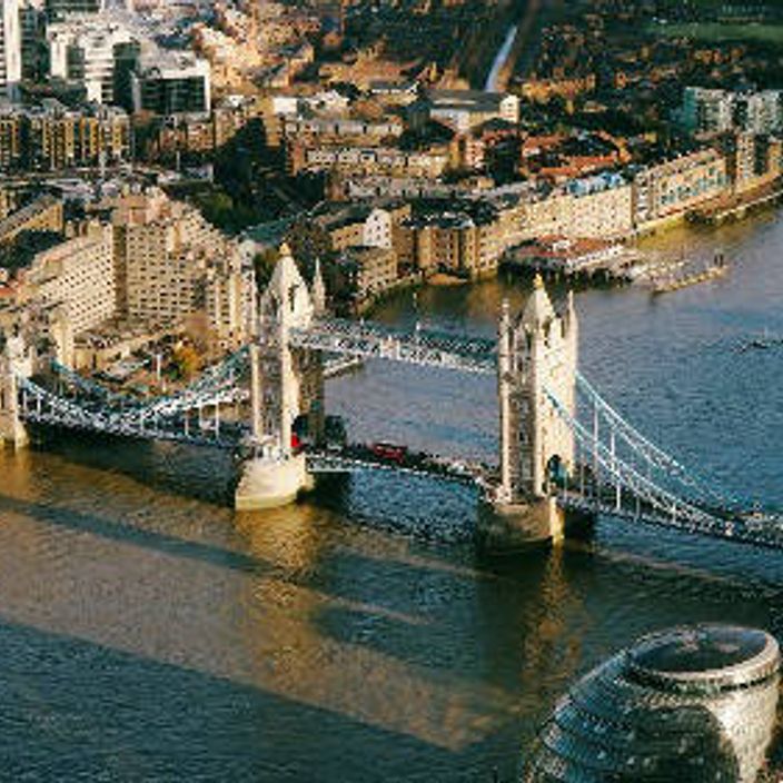 A aerial view of Tower Bridge, London