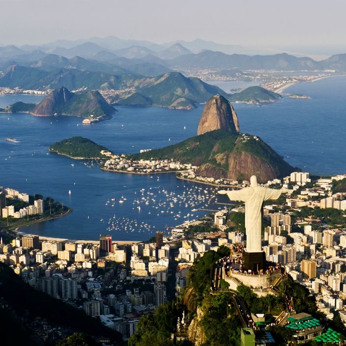 Panoramic view over Rio de Janeiro at sundown