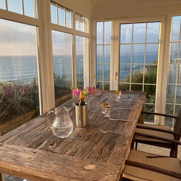 Sunny terrace overlooking the beach