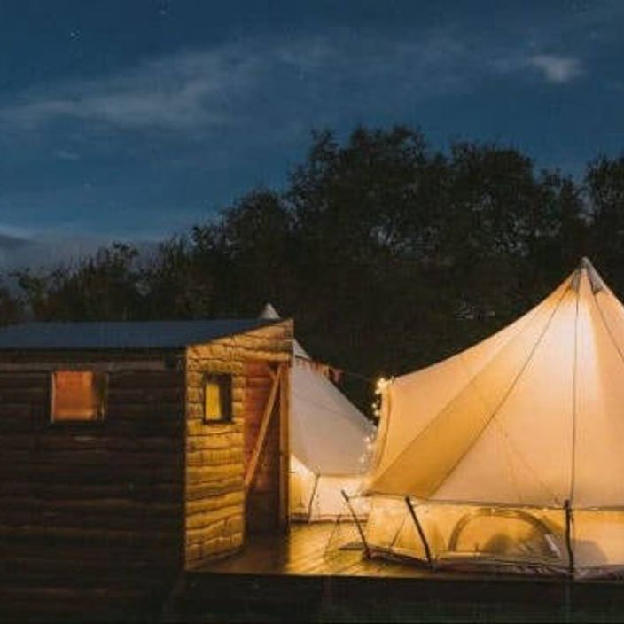tents in the nighttime