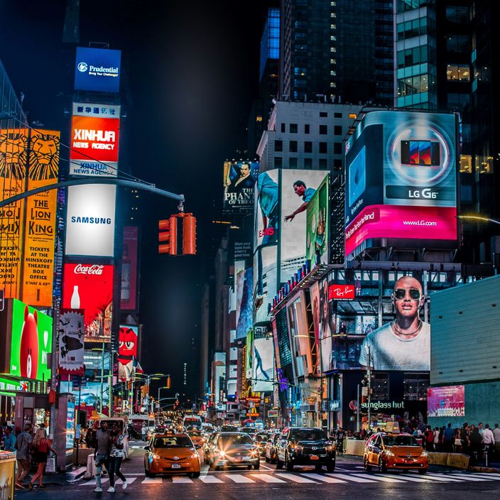 time square in nighttime