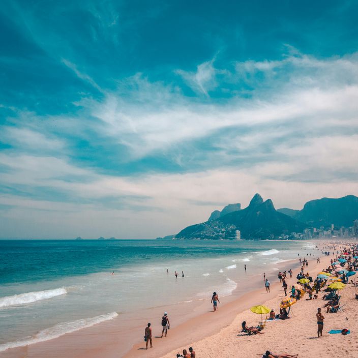 Aerial view of Christ The Redeemer statue in Rio de Janeiro