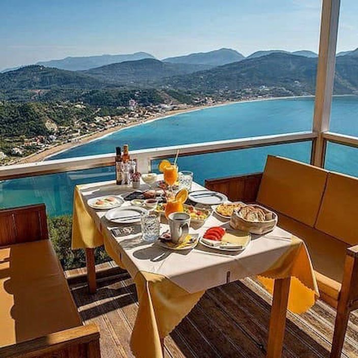 Breakfast overlooking the beach