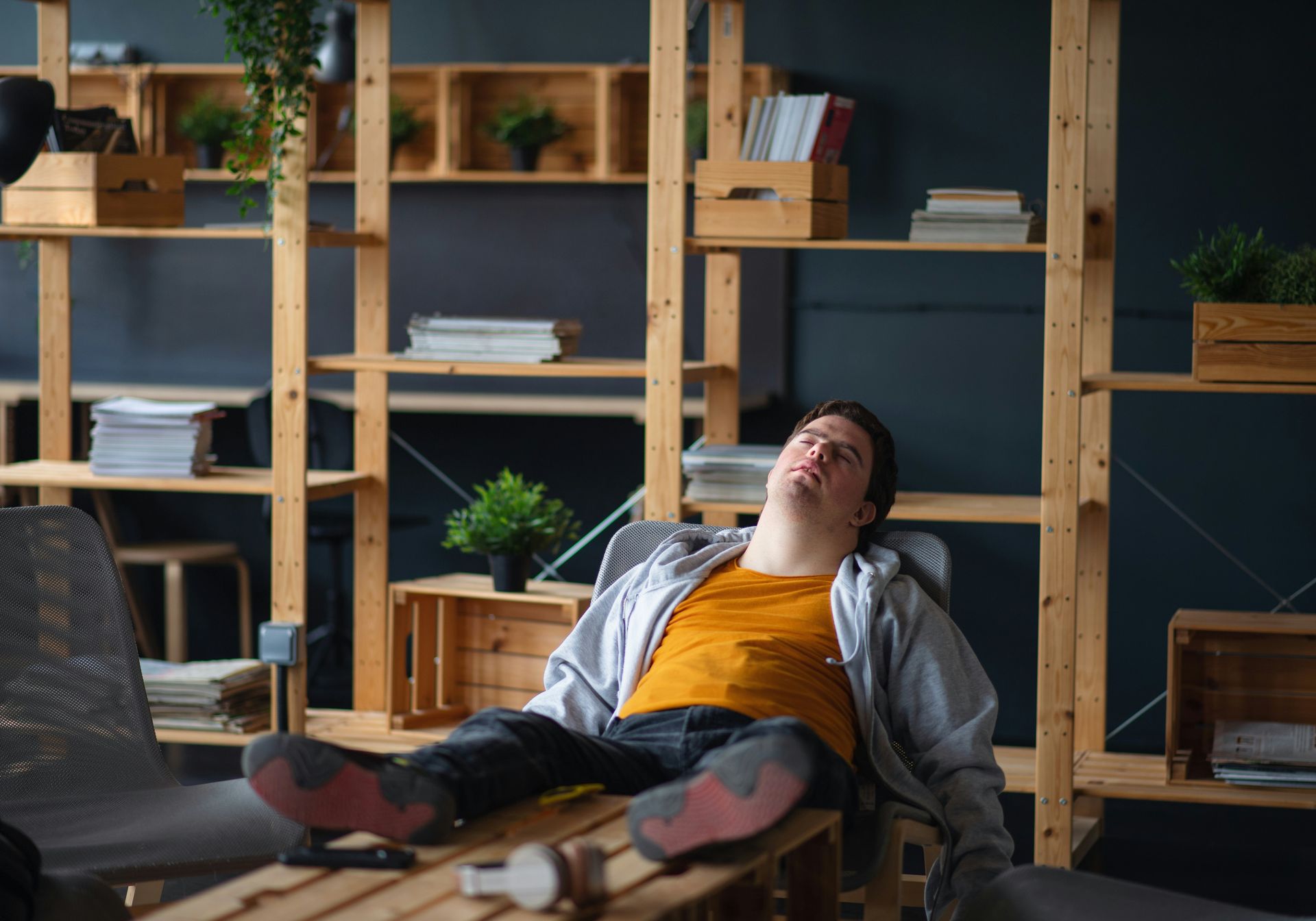 Blue homewares in bright living room