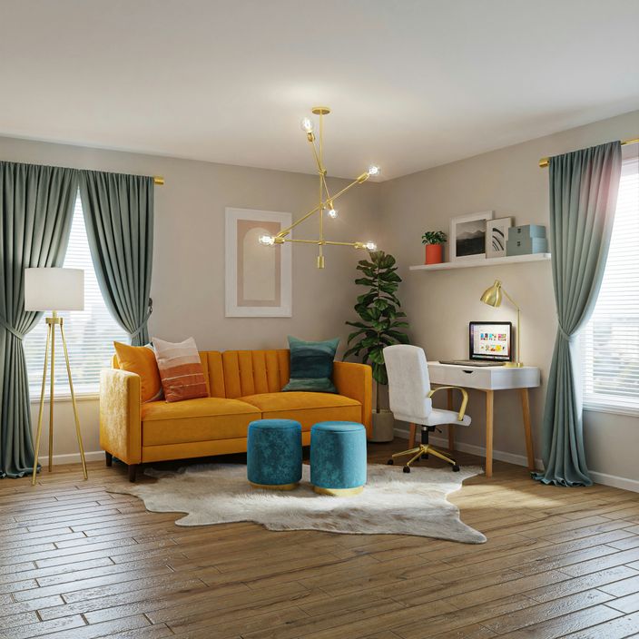Blue sofa in stylish living room