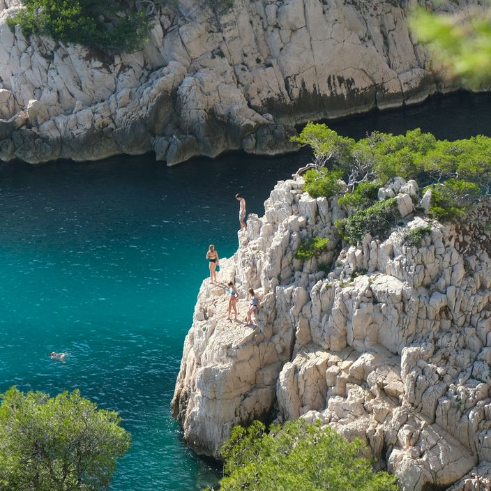 View of a rock for swimming in Marseille’s Calanques