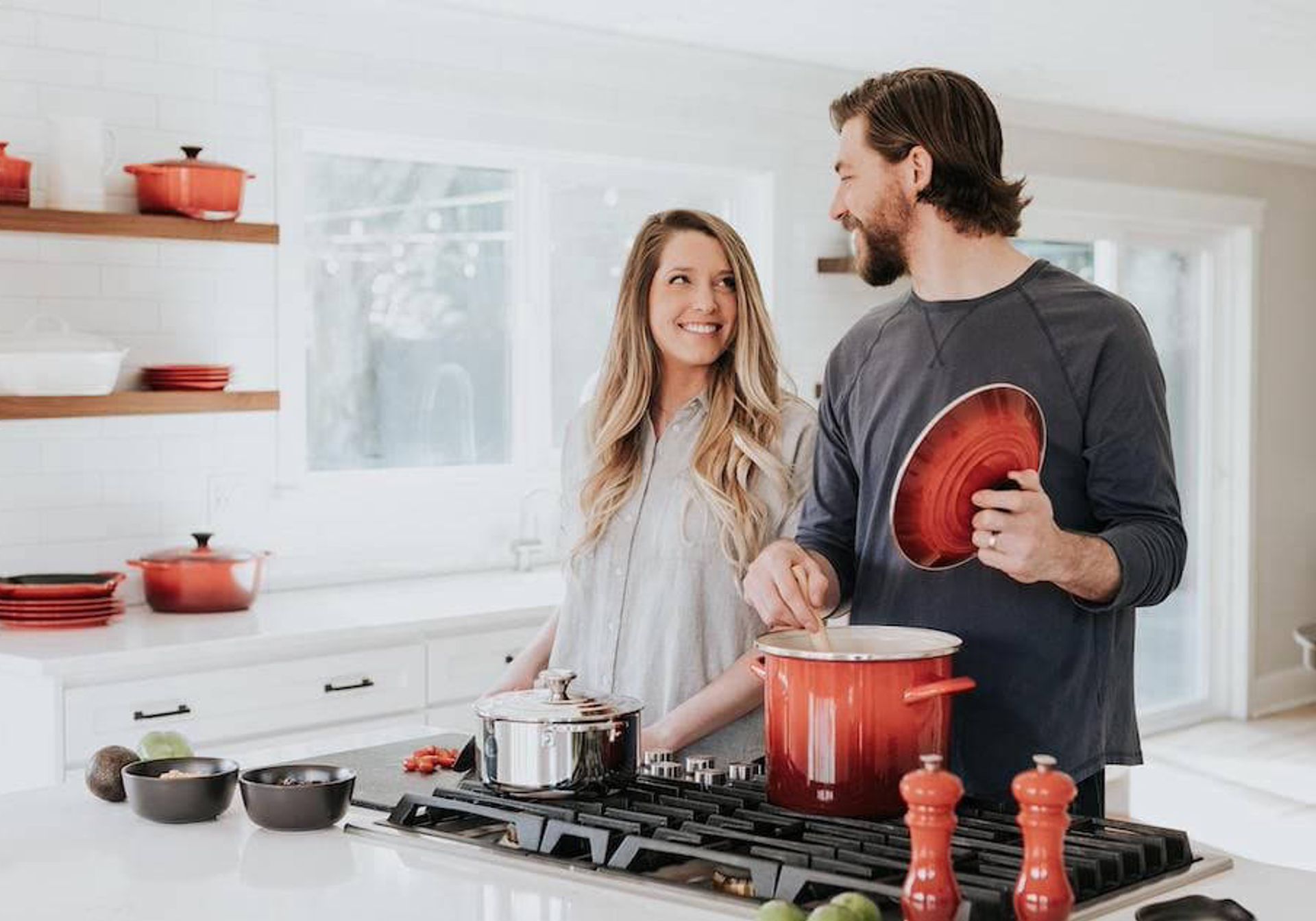 Couple cooking in the kitchen