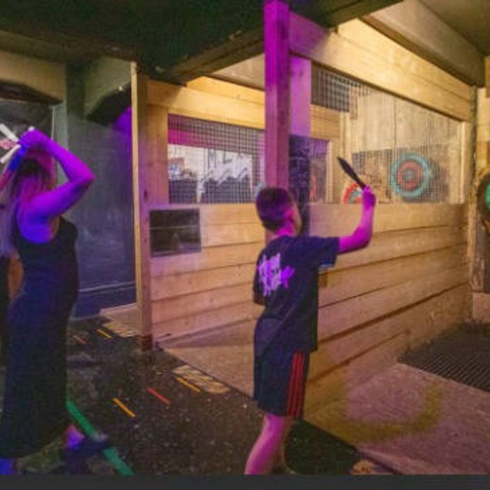2 children axe throwing