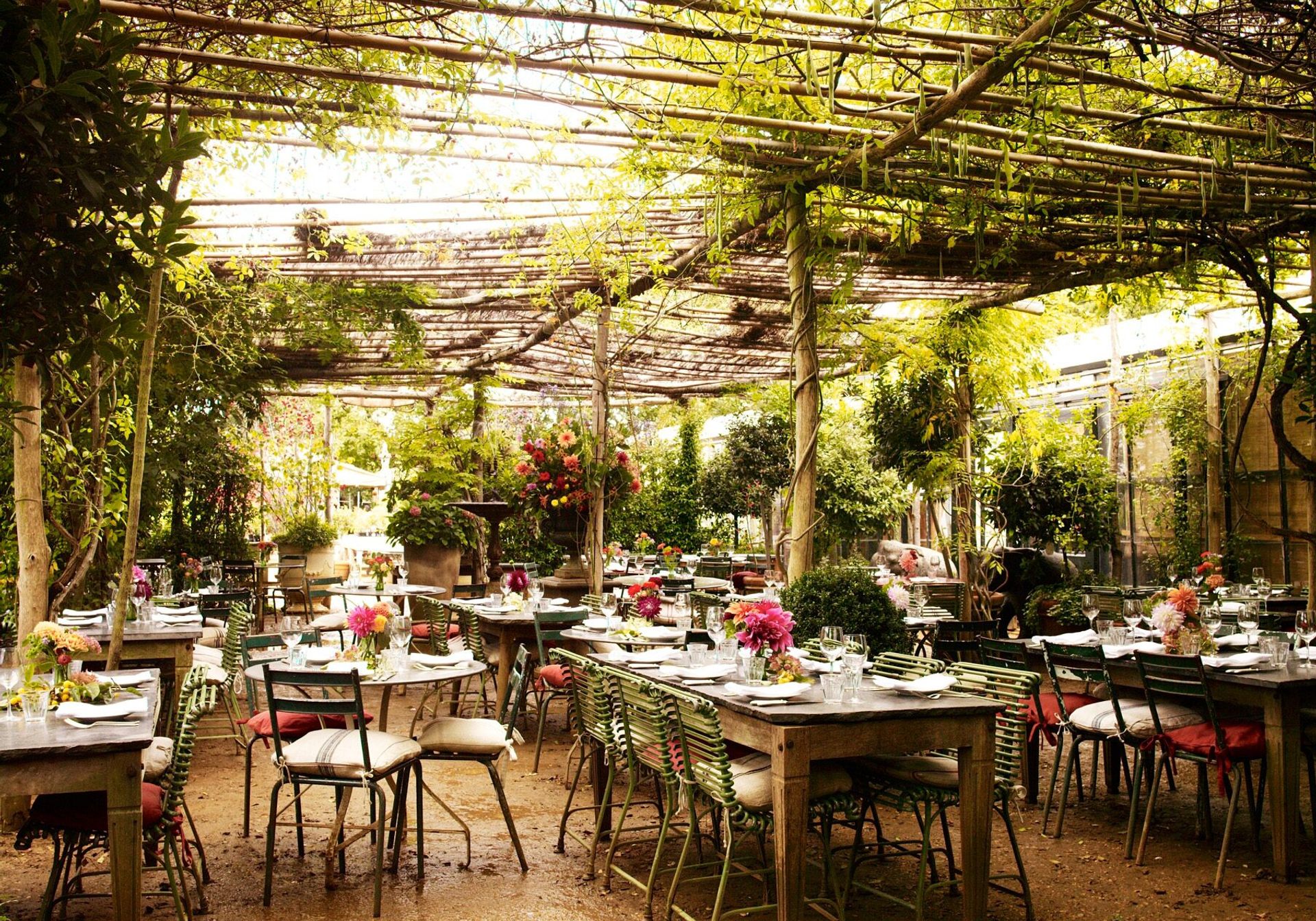 inside petersham nurseries richmond on a sunny day