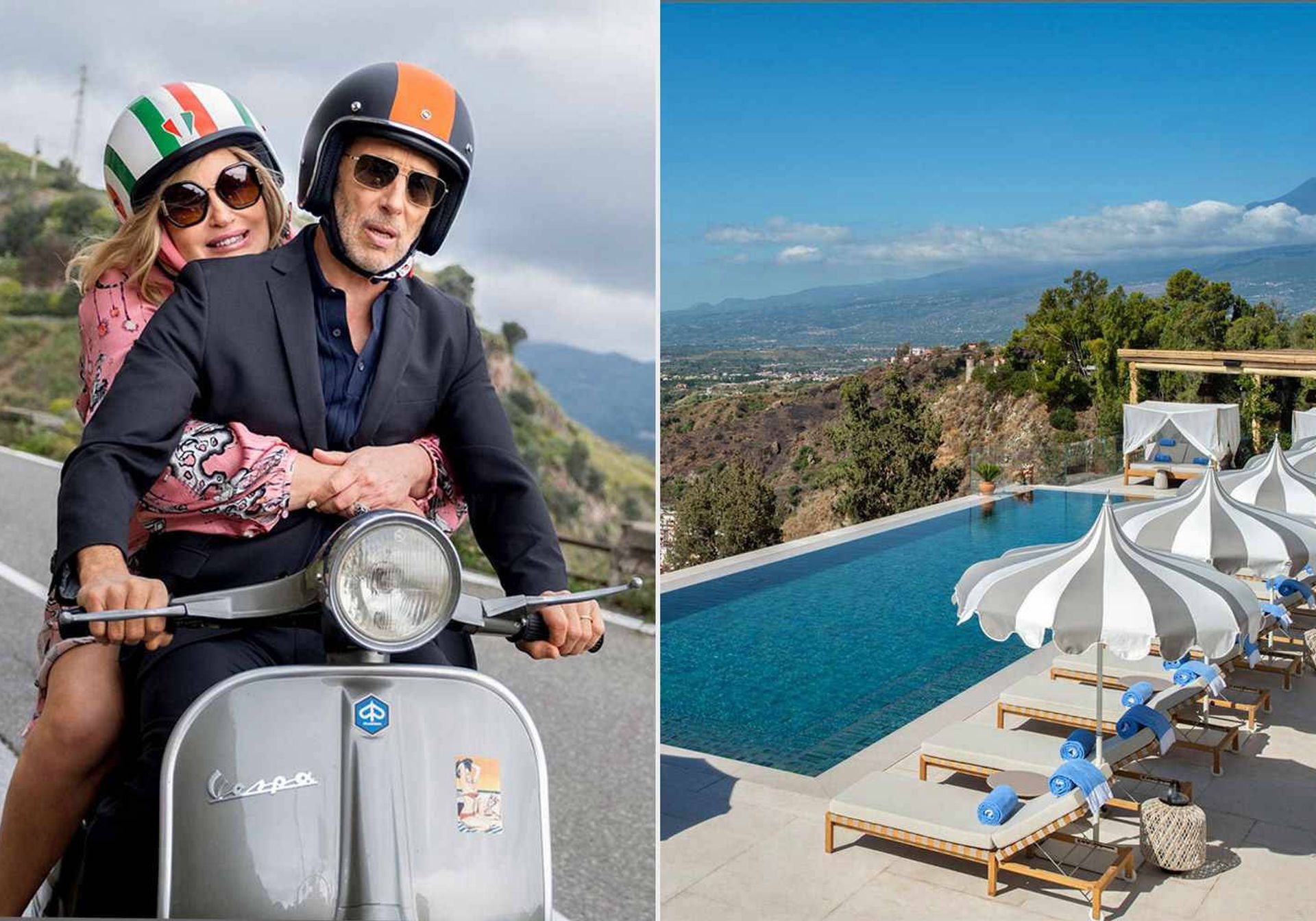 collage of four seasons in Taormina