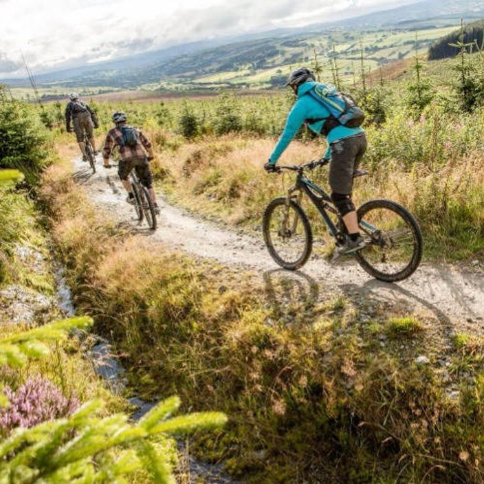 group mountain biking in wales