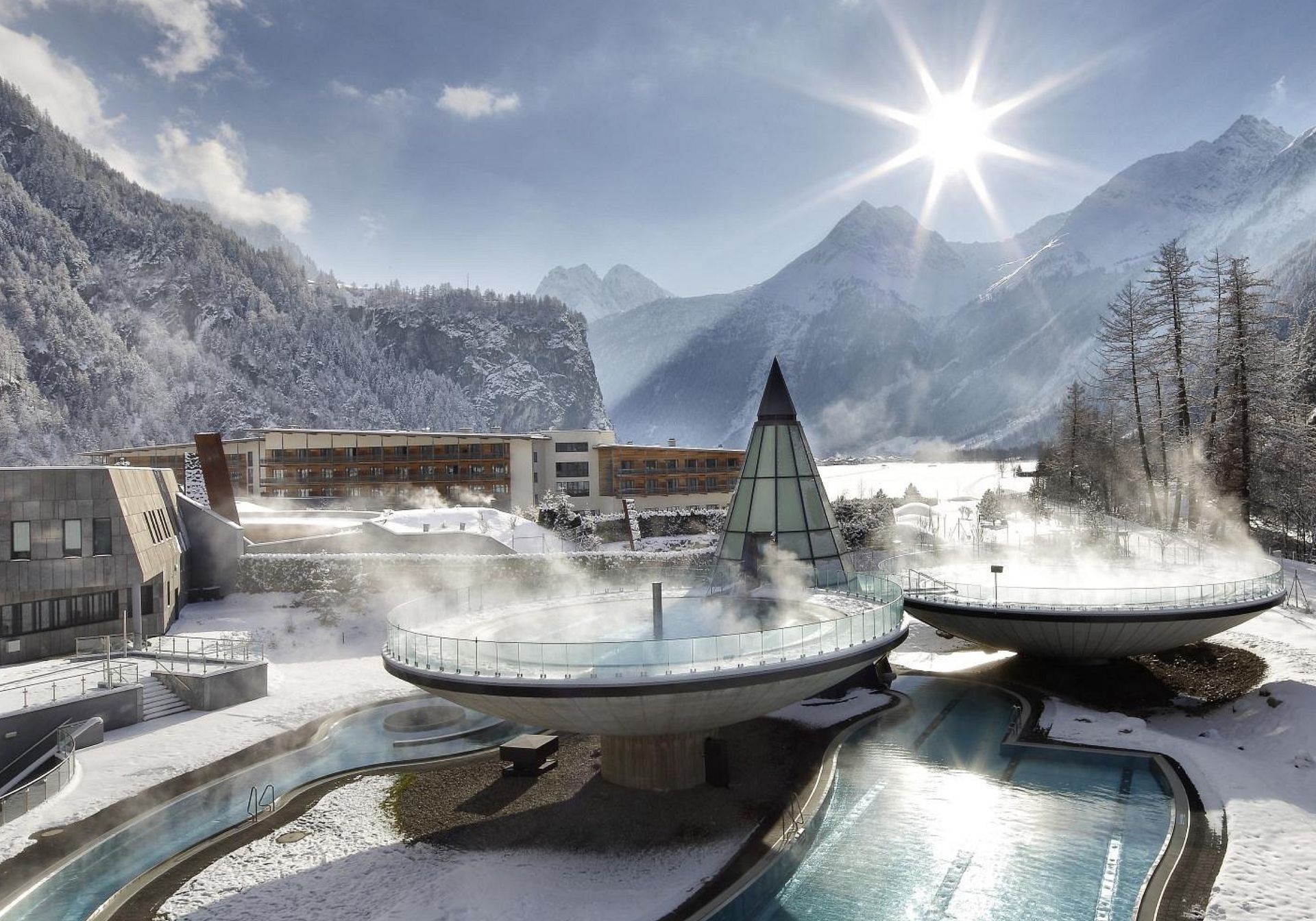 image of the aqua dome in winter