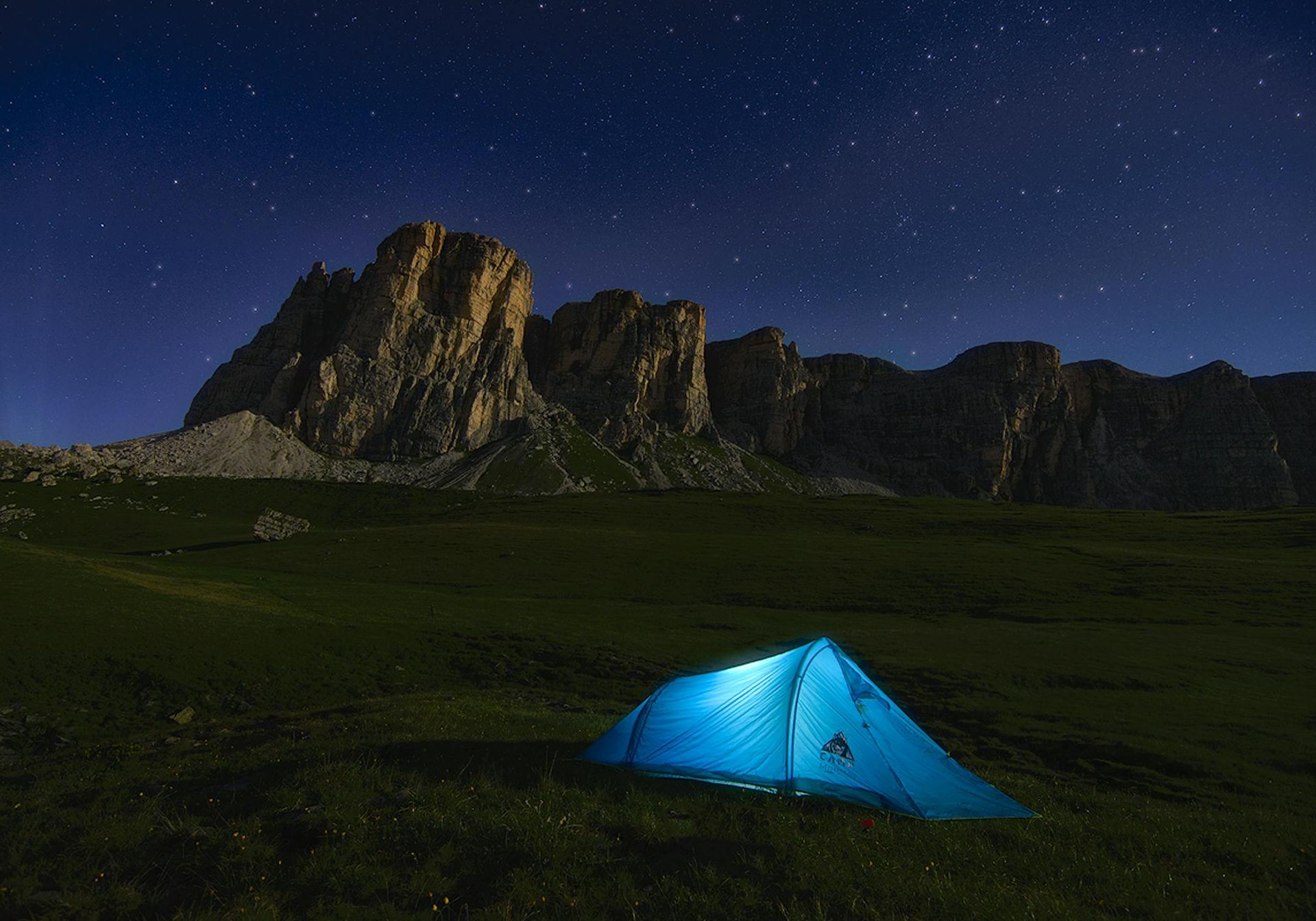 A Teepee in the woods and the starry sky