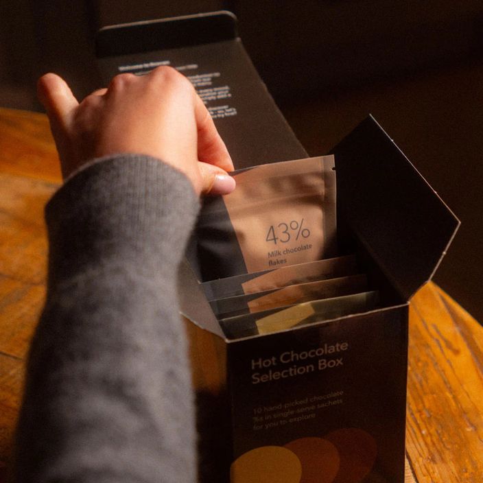 hand selecting an hot chocolate