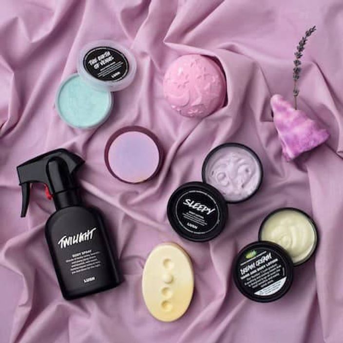 Flay lay of lush products