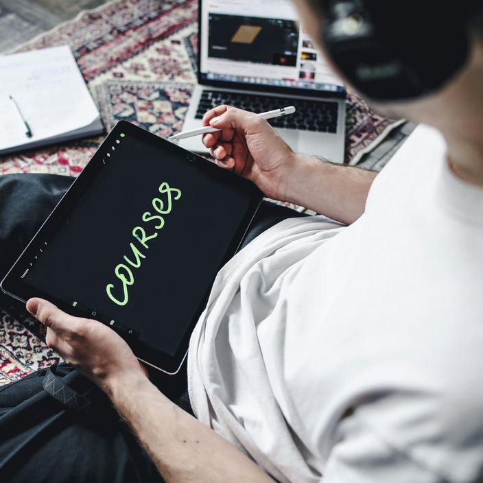 man study with a tablet