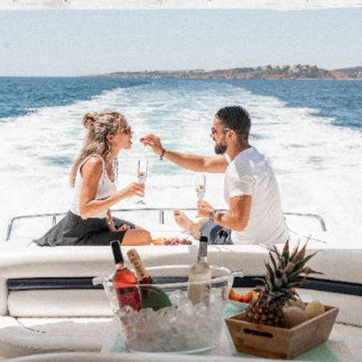 couple dining on a yacht