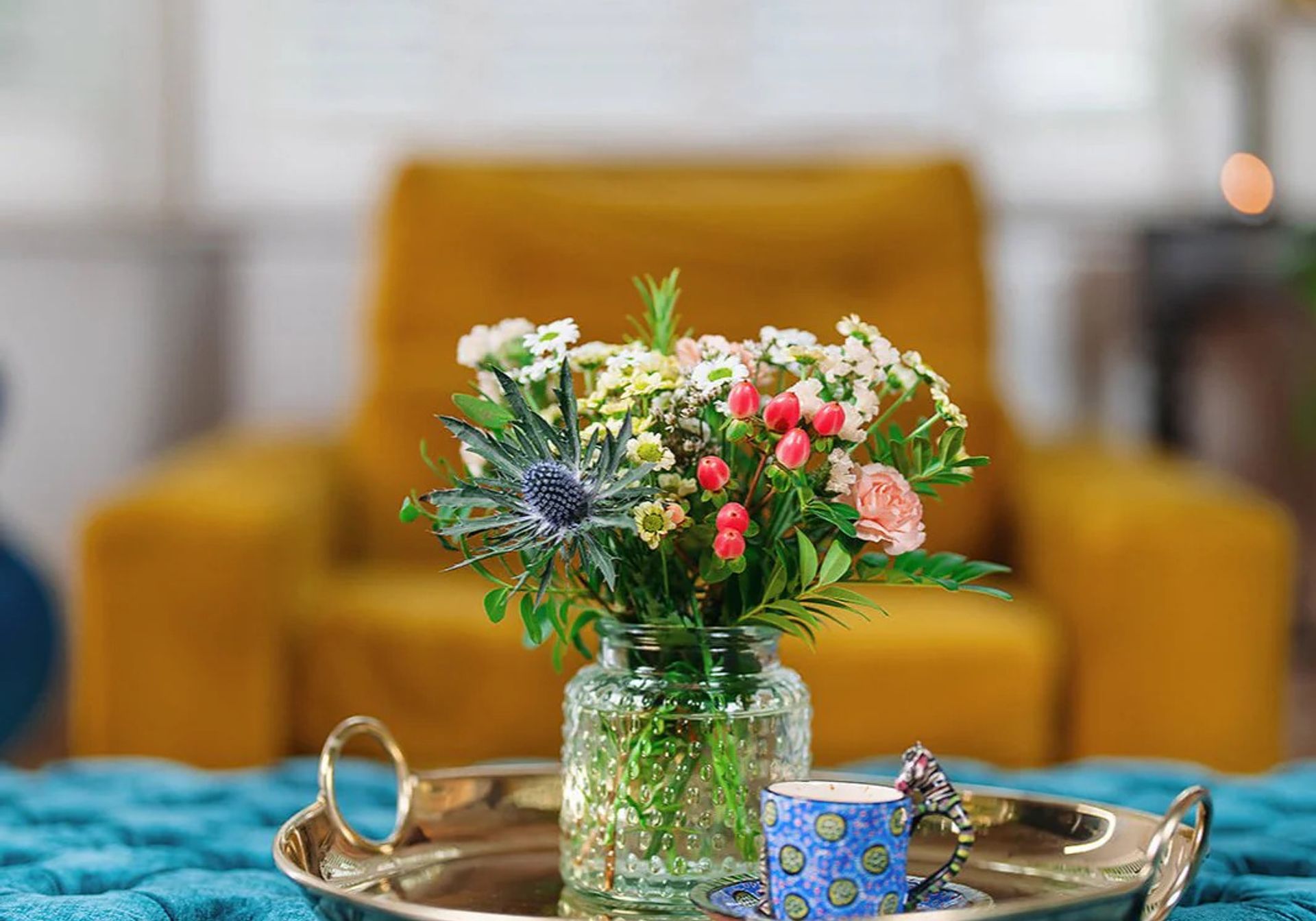 Botanical Posy flowers in a vase