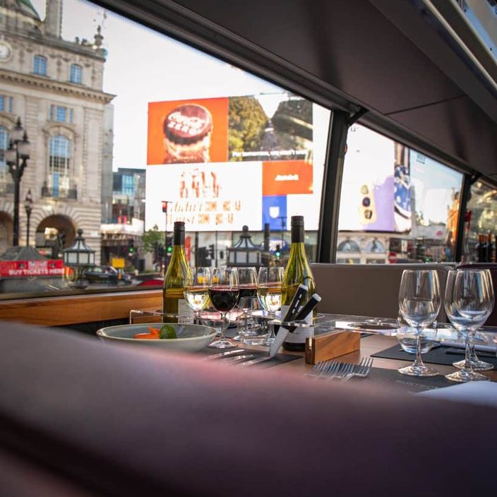 Table setting onboard a luxurious bus