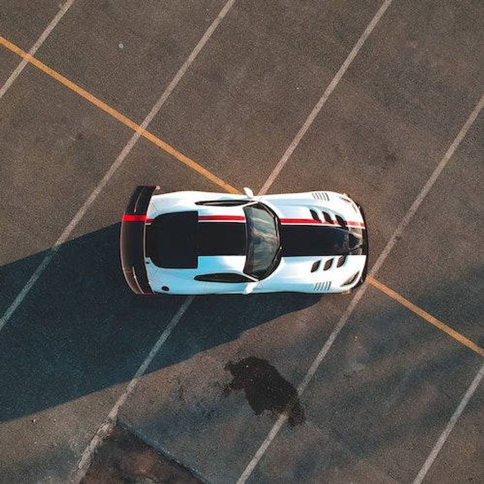 Birds eye view of a supercar