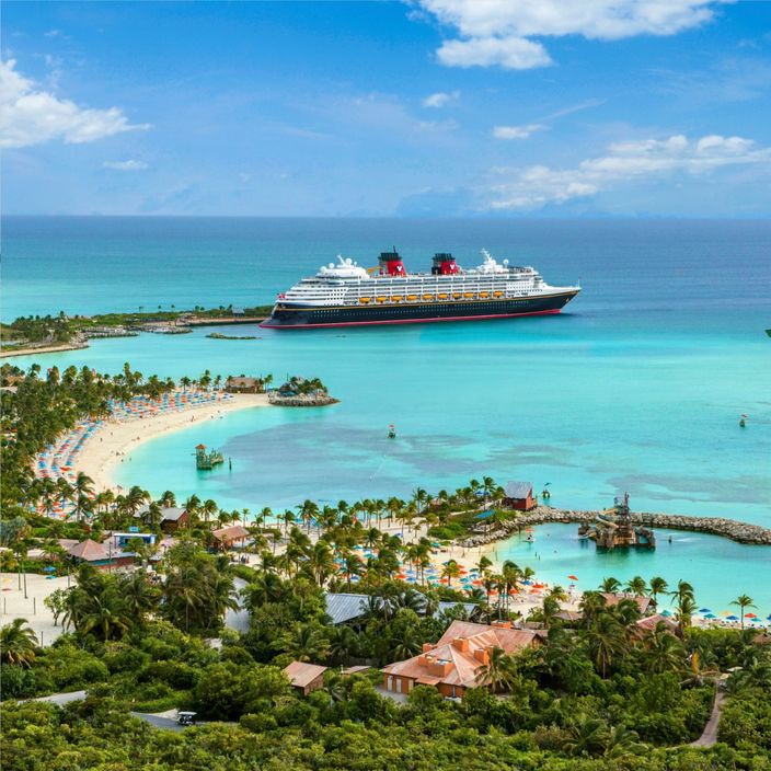 Mother and daughter sliding down a slide on disney cruise
