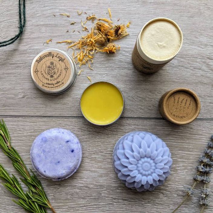 Arrangement of natural skincare products